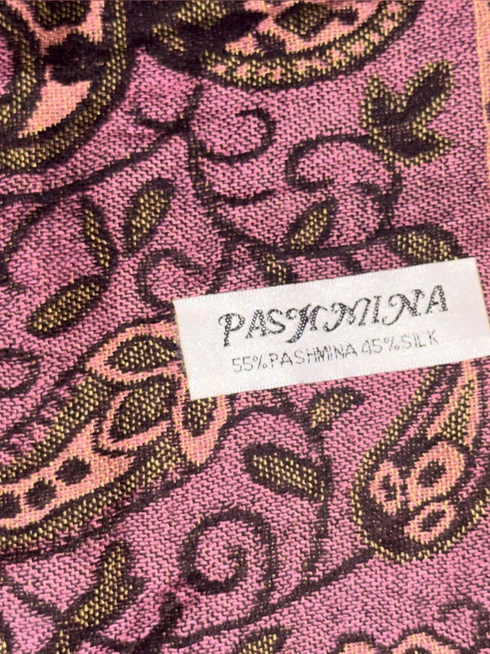 Pashmina Silk Pink Paisley Scarf - Women's Accessory